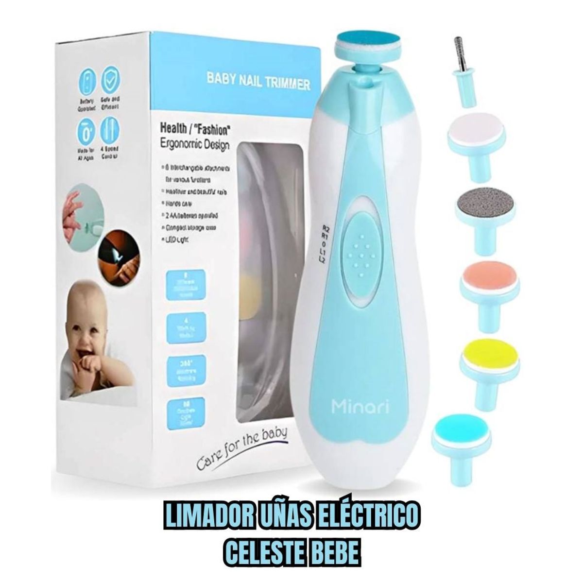 GENERICO - Pulidor De Uñas Eléctrico Para Bebes - Celeste