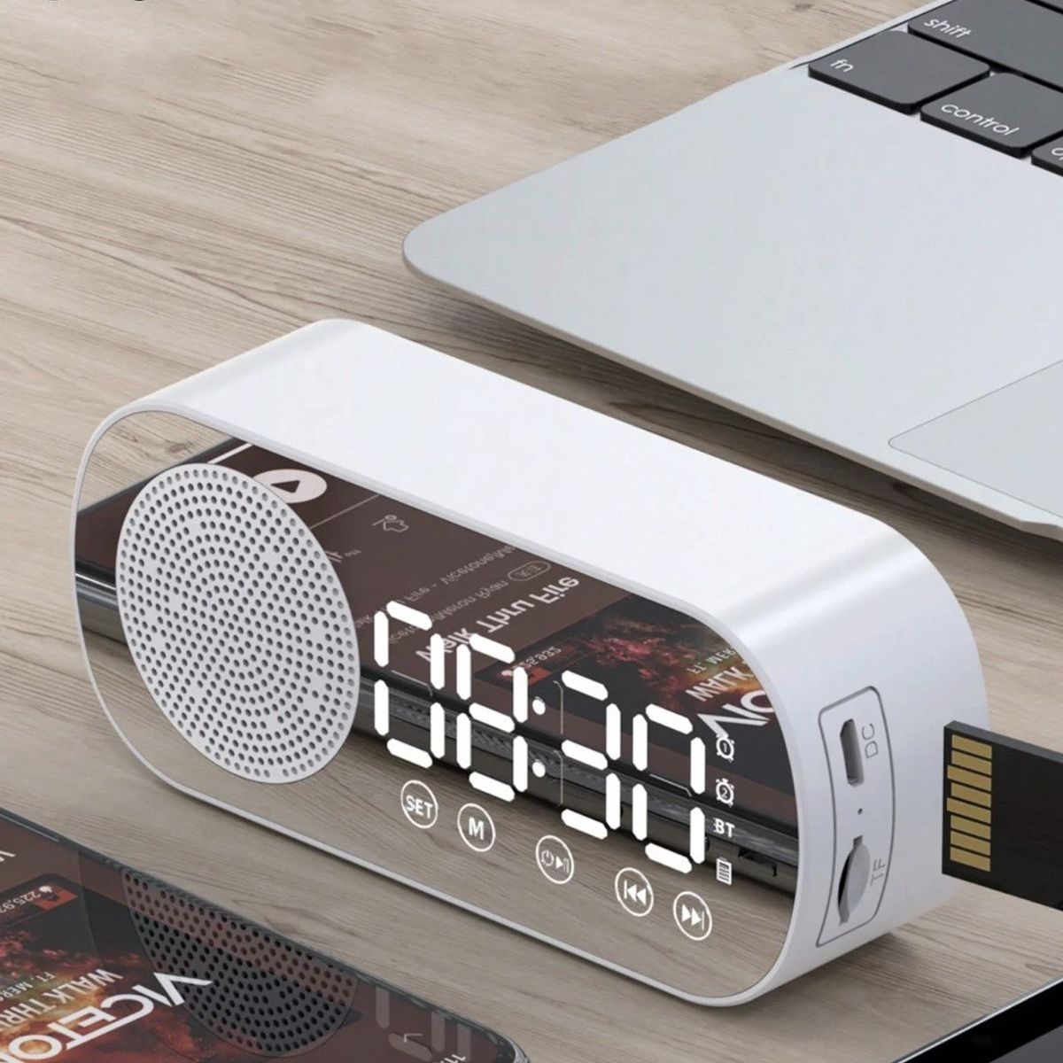 GENERICO - Mini Reloj Despertador Inteligente con Altavoz Bluetooth