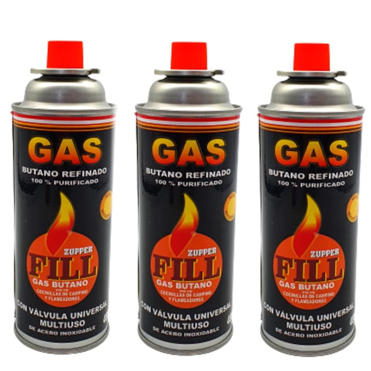 GENERICO - 3 Gas Butano Ultra Refinado valvula universal cocinillas Fill