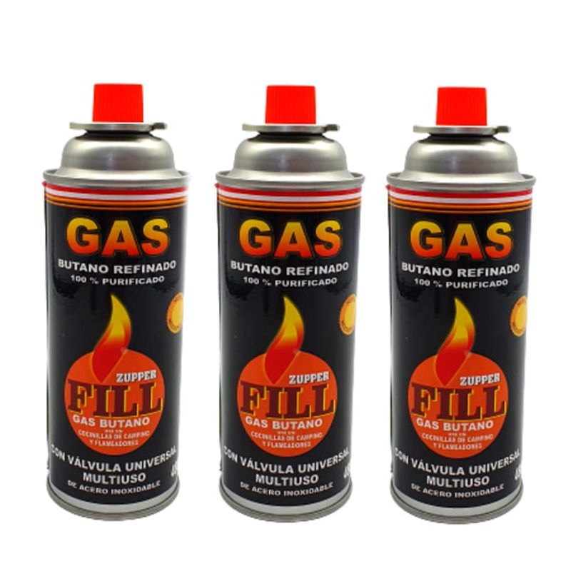GENERICO - 3 Gas Butano Ultra Refinado valvula universal cocinillas Fill