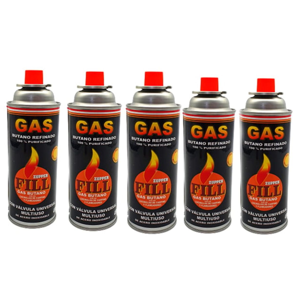 GENERICO - 5 Gas Butano Ultra Refinado valvula universal cocinillas Fill