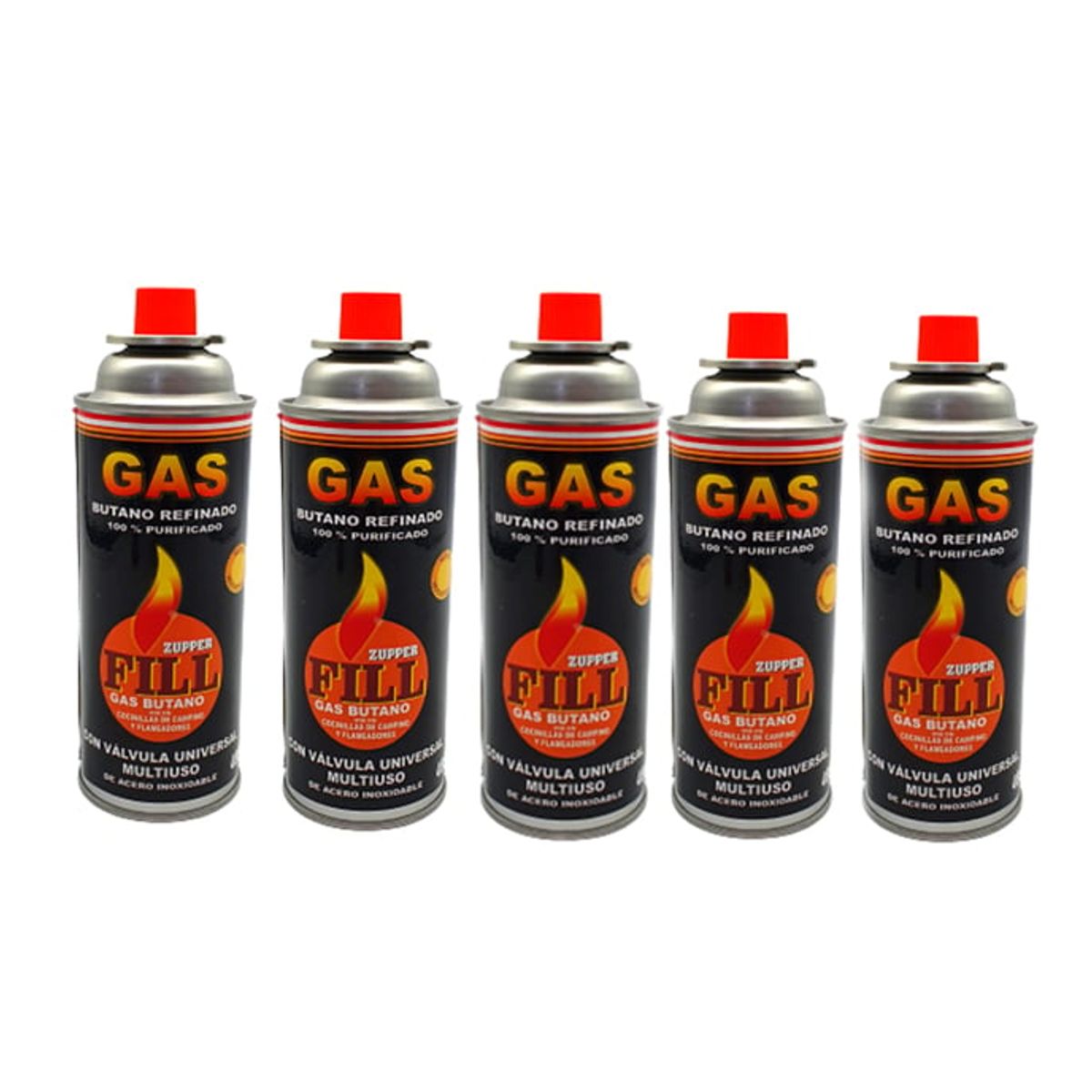 GENERICO - 5 Gas Butano Ultra Refinado valvula universal cocinillas Fill