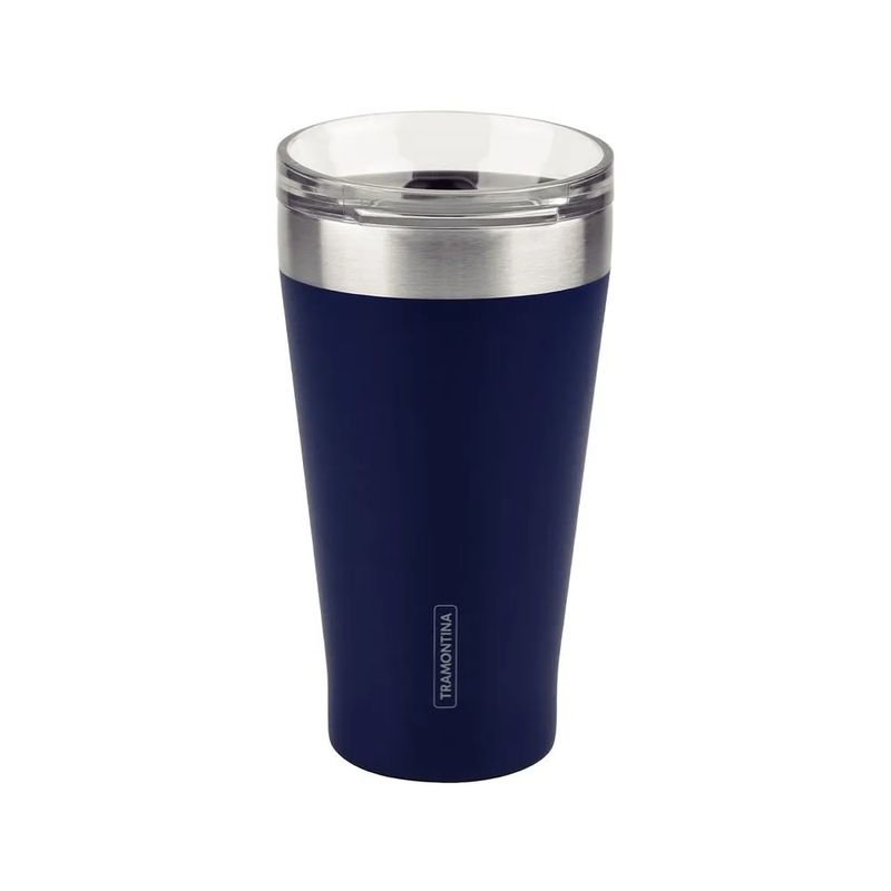 TRAMONTINA - Vaso Térmico de Acero con tapa 550 ml Azul Exata - Tramontina