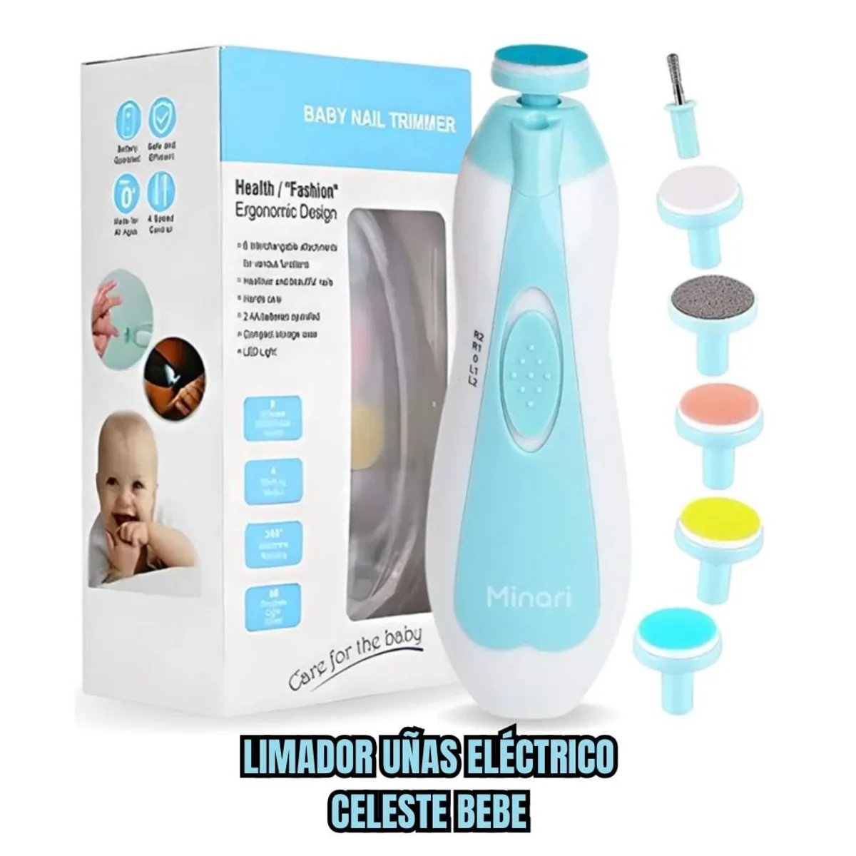GENERICO - Pulidor De Uñas Eléctrico Para Bebes - Celeste