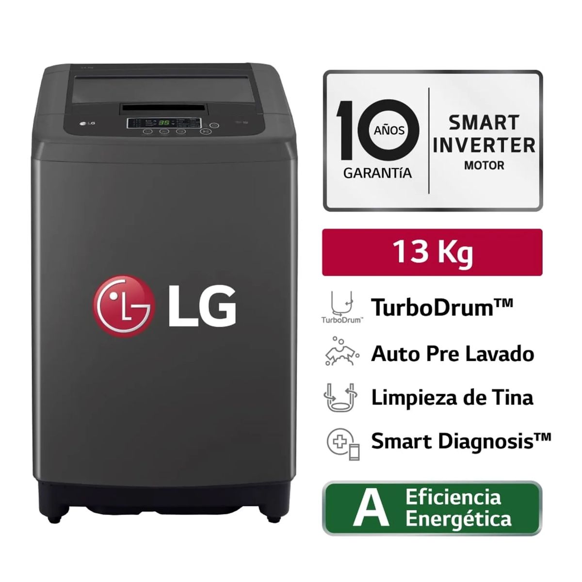 LG - Lavadora LG Smart Motion Carga Superior WT13BPBK 13kg