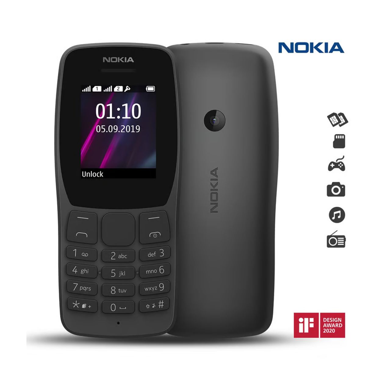 NOKIA - CELULAR BÁSICO NOKIA 110 VERSIÓN 2019 DUAL SIM 1.8 GSM