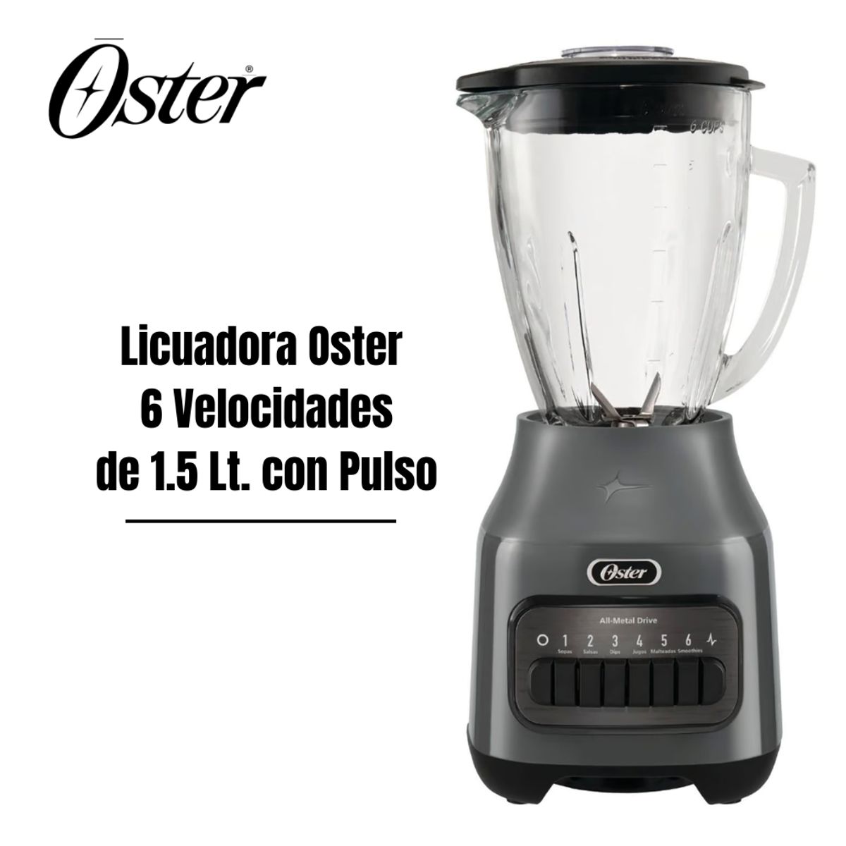 OSTER - Licuadora Oster 6 Velocidades de 1.5 Lt. con Pulso – BLSTPEG GPB