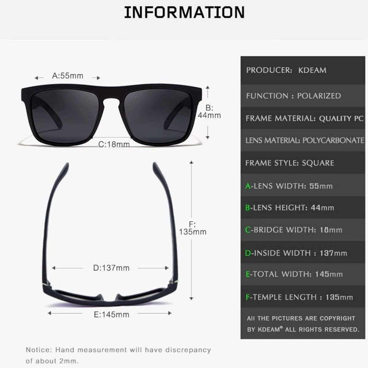 SM - LENTES DE SOL MARCA KDEAM KD156