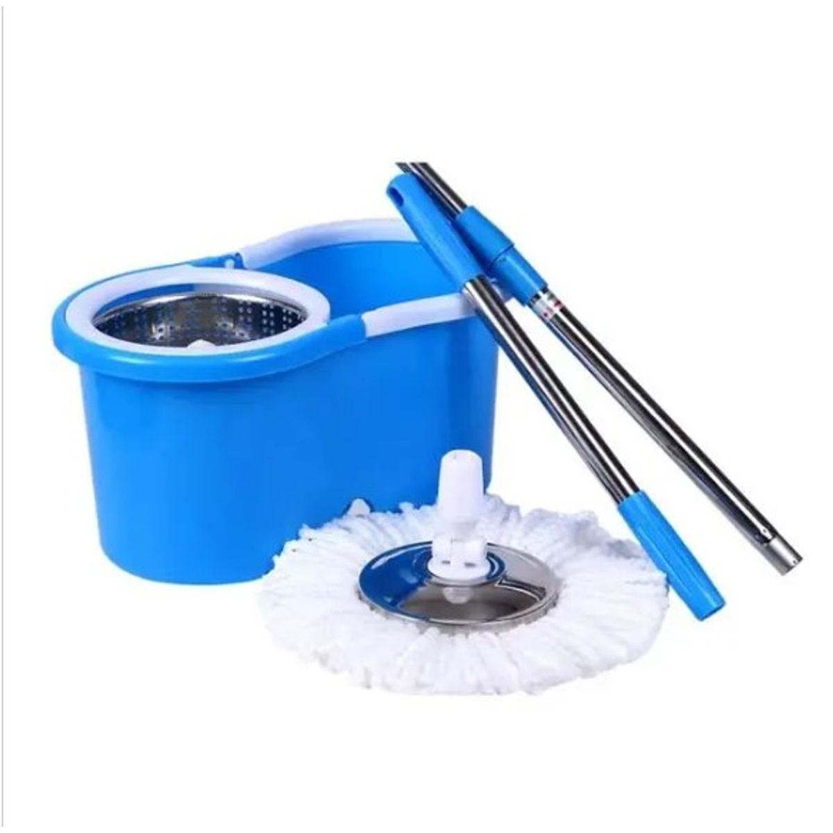 GENERICO - Balde Trapeador escurridor giratorio Celeste con mopa