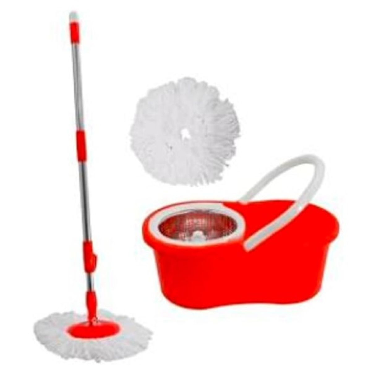 GENERICO - Balde Trapeador escurridor giratorio Rojo con Microfibra