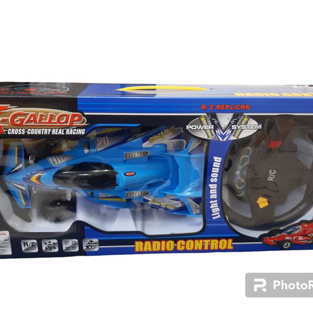 GENERICO - CARRO AZUL RADIO CONTROL X-GALLOP CON FORMA DE TIMON