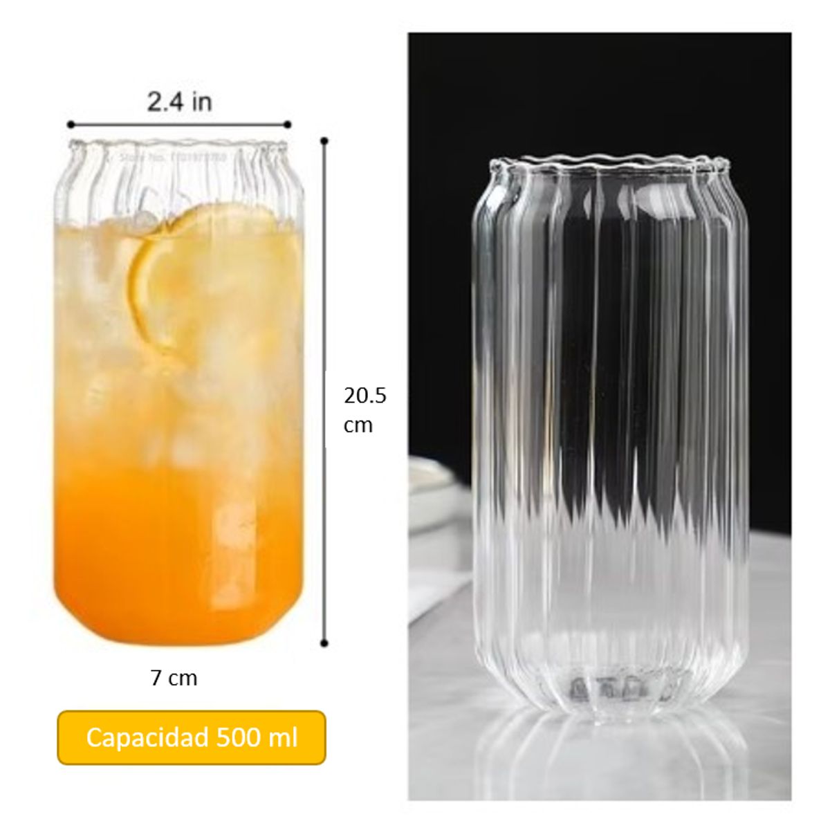 GENERICO - Vaso Alto de Vidrio con Sorbete y Tapa de Bambu