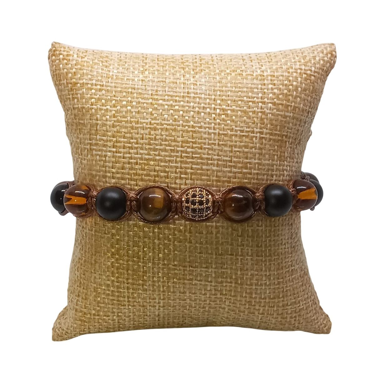 LUCYANA JOYAS Y ACCESORIOS - Pulsera para Hombre con Cristal y Cuarzo Ojo de Tigre Ónix y Ámbar