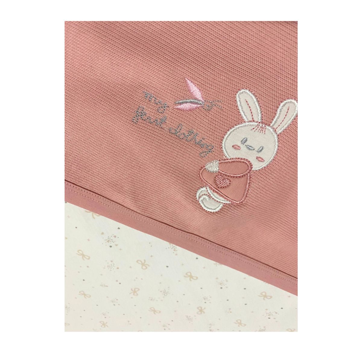 EUBEBE - Colcha para bebé  de algodón pima modelo rosado  conejo