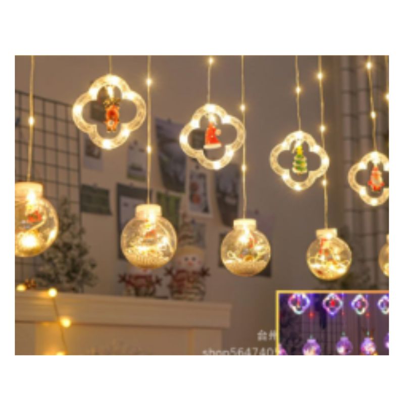 GENERICO - CORTINA DE LUCES NAVIDEÑAS Y BOMBILLAS CON PAISAJES NAVIDEÑOS