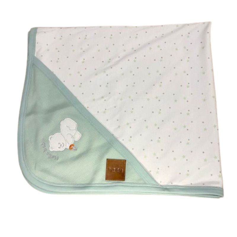 EUBEBE - Colcha para bebé  de algodón pima Modelo Menta Osito
