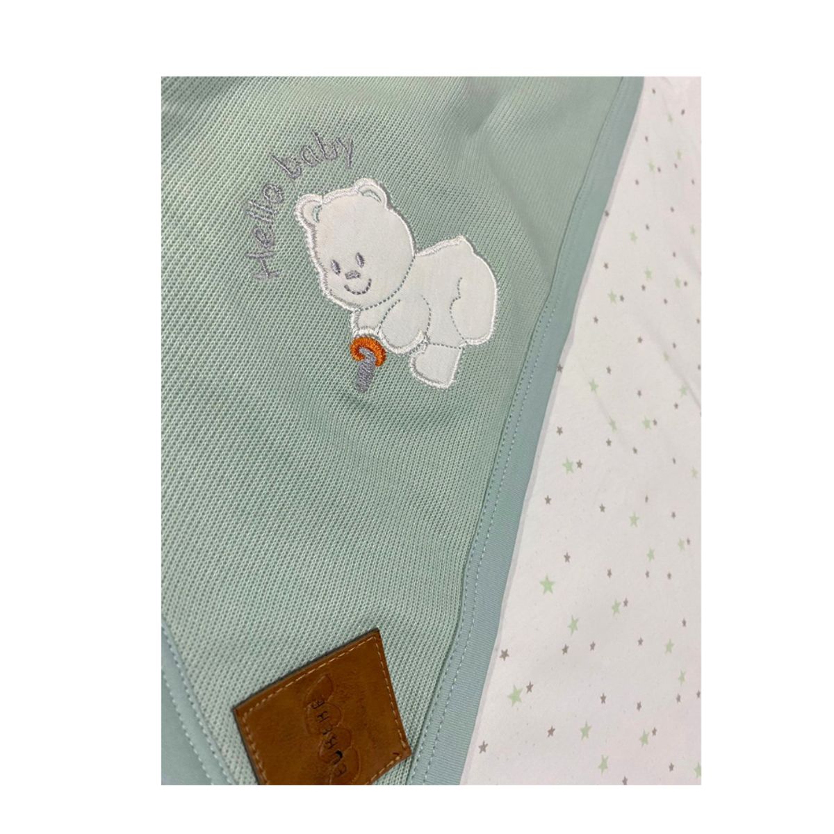 EUBEBE - Colcha para bebé  de algodón pima Modelo Menta Osito