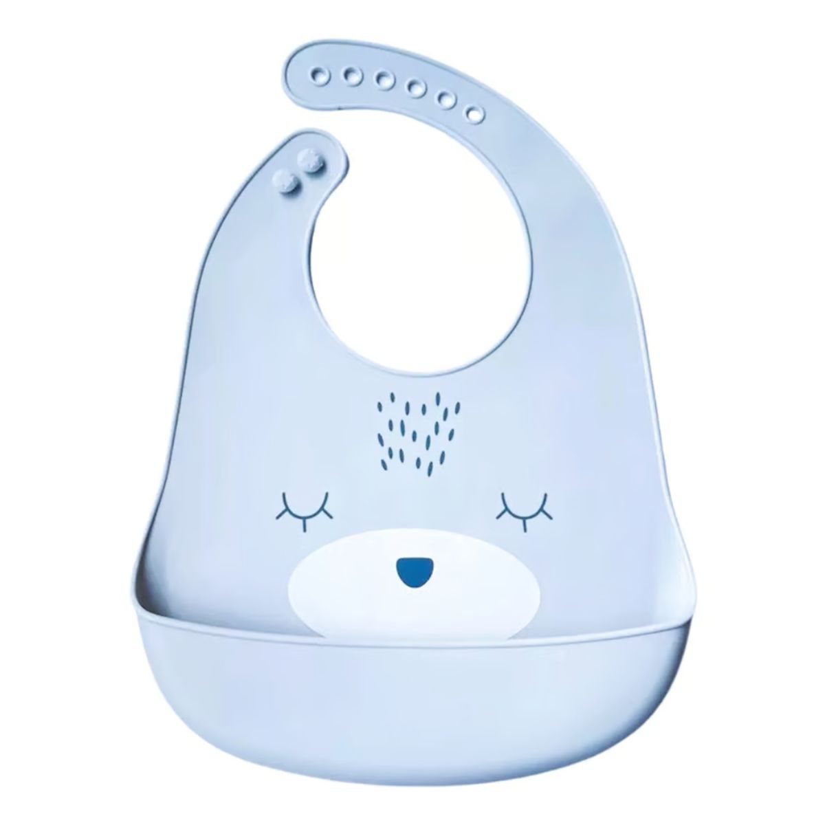 GENERICO - Babero de Silicona osito celeste con Bolsillo Para Bebes