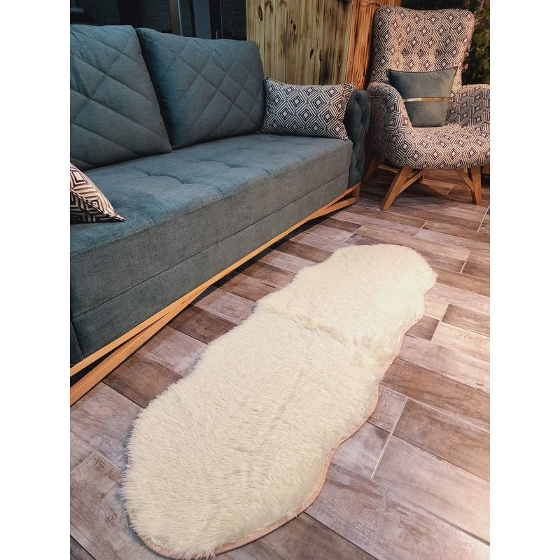 GENERICO - Alfombra Peluda Bajada de Cama 180 x 60 cm Color Perla