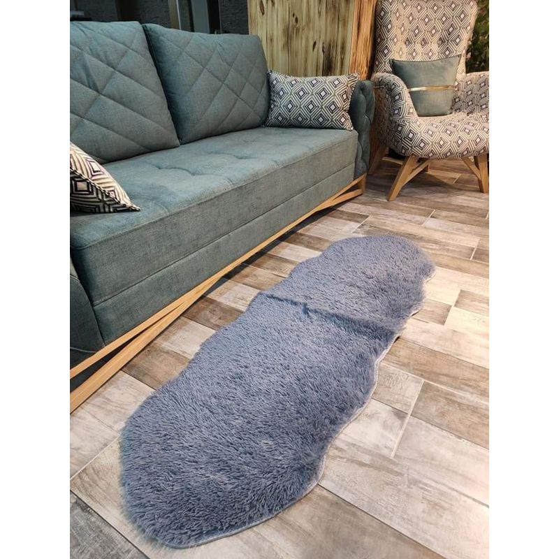 GENERICO - Alfombra Peluda Bajada de Cama 180 x 60 cm Color Plomo