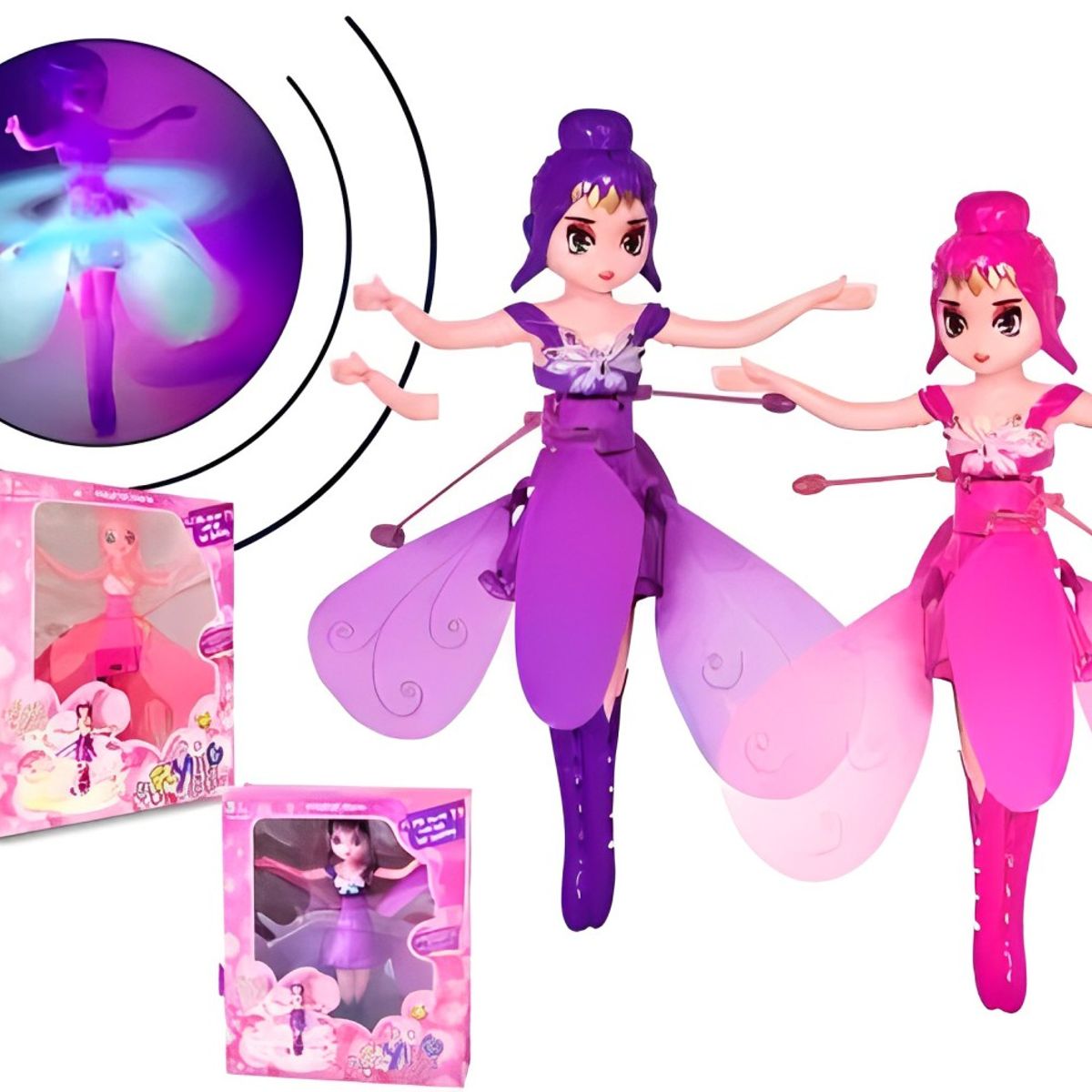 GENERICO - Muñeca Hada Voladora con Sensor y Carga USB