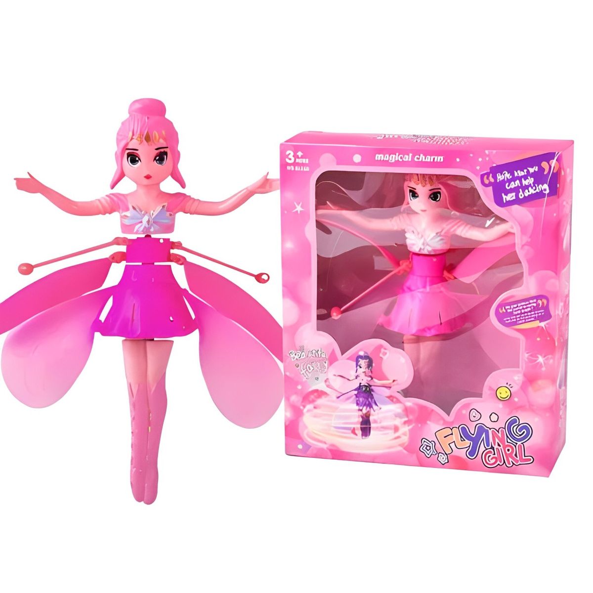 GENERICO - Muñeca Hada Voladora con Sensor y Carga USB