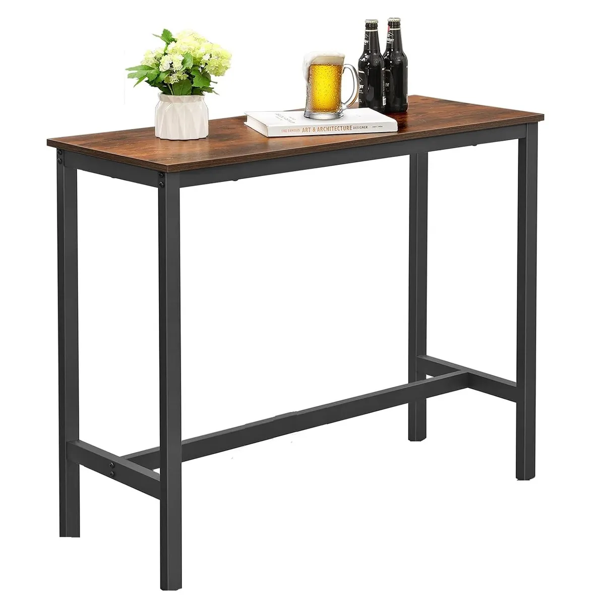 GENERICO - Mesa de bar o cocina modelo industrial nogal 100x40x93 alt