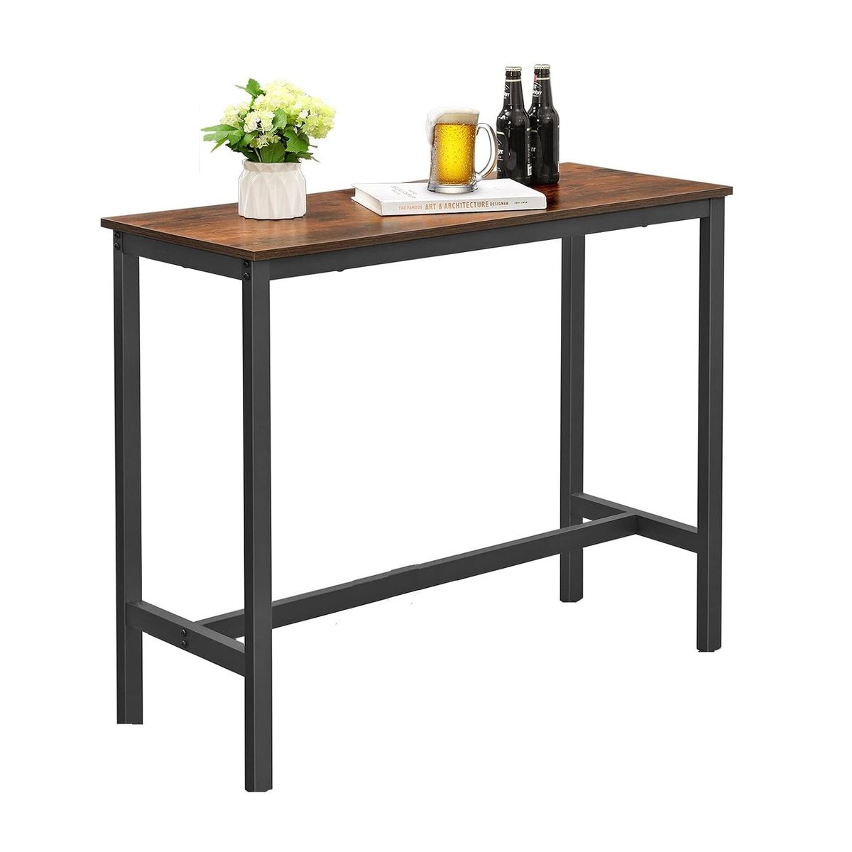 GENERICO - Mesa de bar o cocina modelo industrial nogal 100x40x93 alt