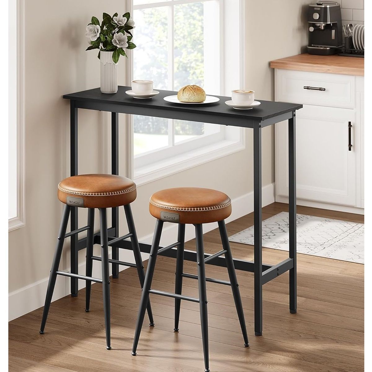 GENERICO - Mesa de bar o cocina modelo industrial negro 100x40x93 alt