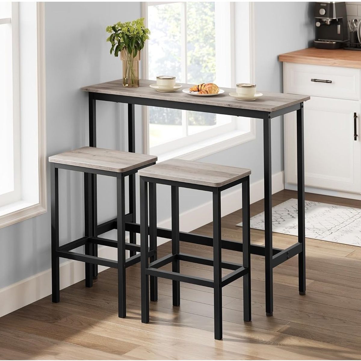 GENERICO - Juego Mesa de bar o cocina y 2 bancos nacar