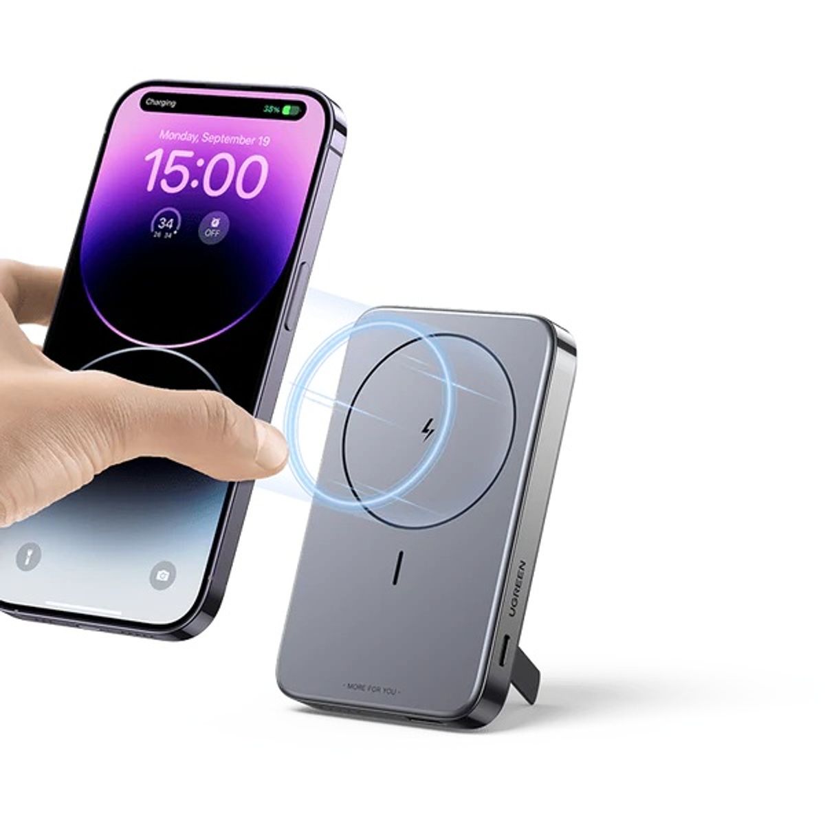 UGREEN - Power Bank Magnetico UGREEN10000 Soporte Plegable Ultra Delgado