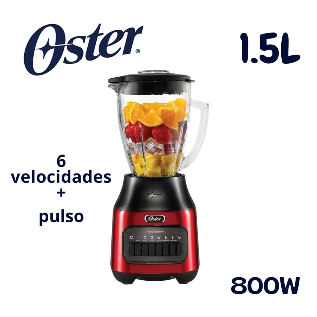 OSTER - Licuadora Oster® con vaso de vidrio 6 velocidades más pulso BLSTPEGCPB