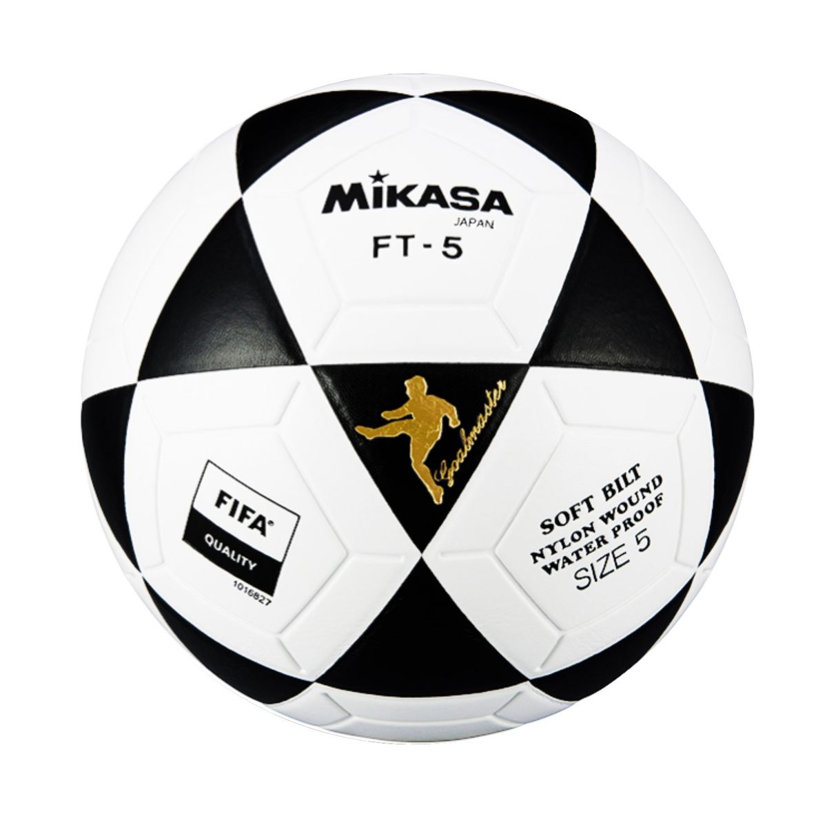 MIKASA - PELOTA  FUTBOL CUERO MIKASA  FT-5 BLANCO NEGRO