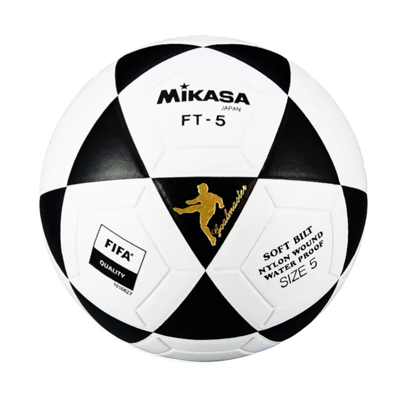 MIKASA - PELOTA  FUTBOL CUERO MIKASA  FT-5 BLANCO NEGRO