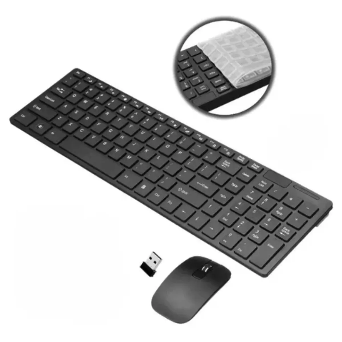 SEISA - Teclado Y Mouse Inalámbrico Para Pc Laptop Negro