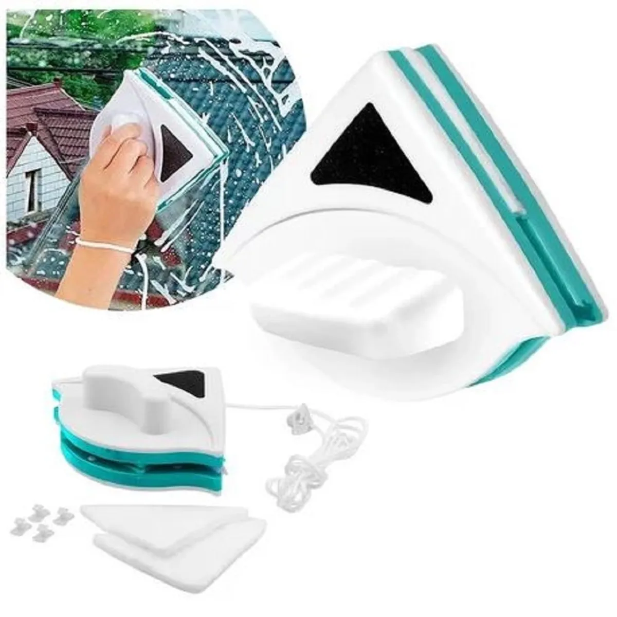 GLASS - Limpia Vidrio  magnético Ventanas Esponja Triangular