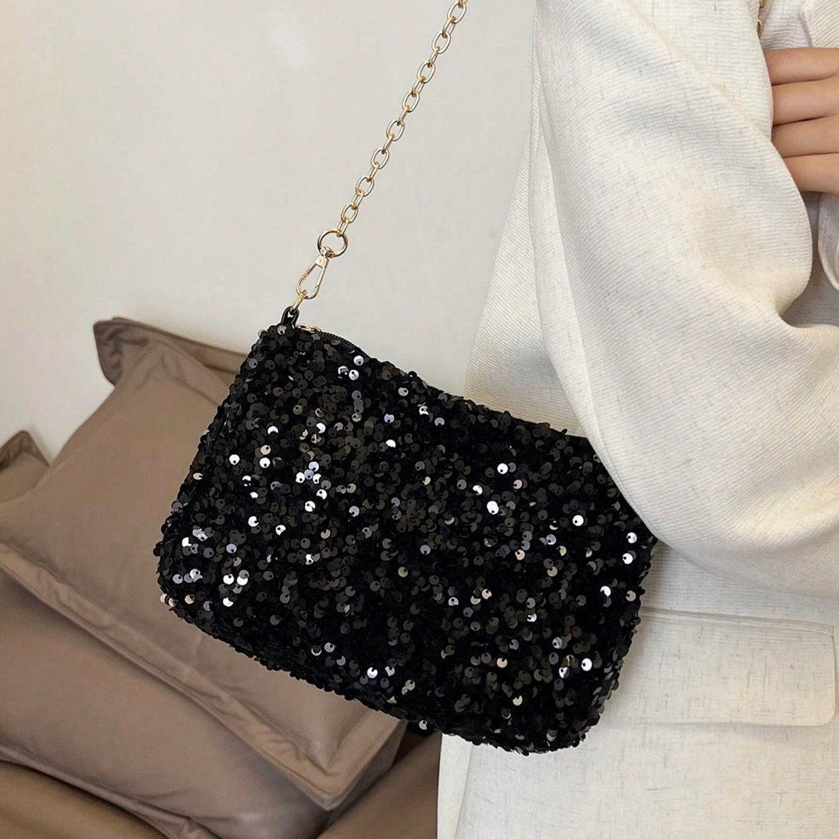KAST PE - Cartera de Fiesta Scarlett cartera glitter vanite - Negro