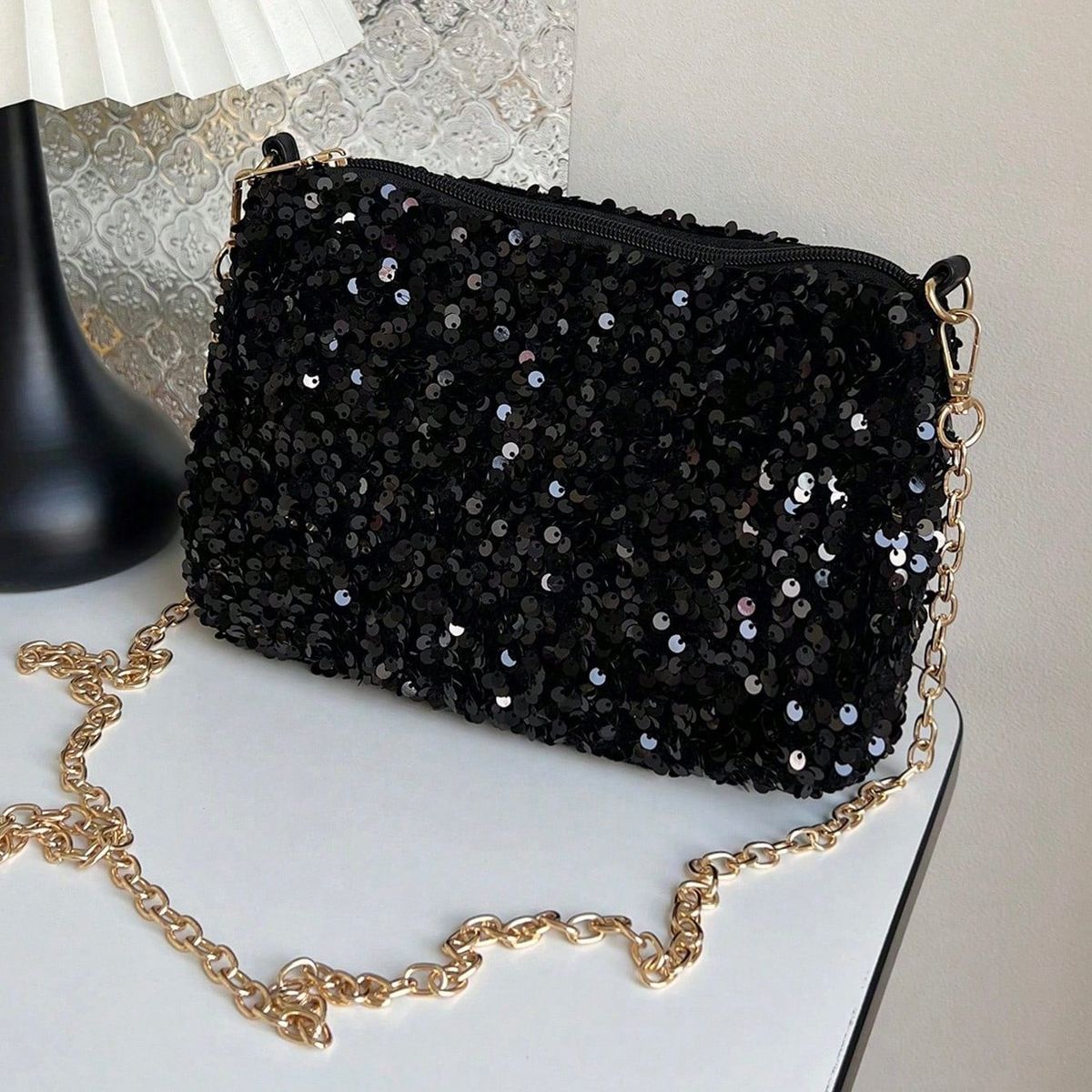 KAST PE - Cartera de Fiesta Scarlett cartera glitter vanite - Negro