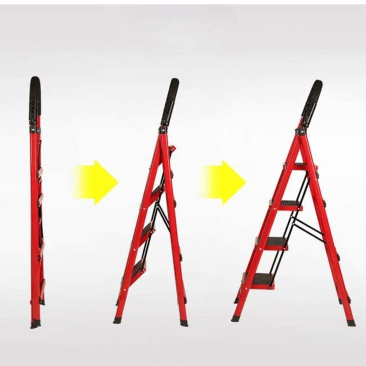 GENERICO - Escalera Tijera Plegable de 3 Escalones Multifunción Soporte Seguro