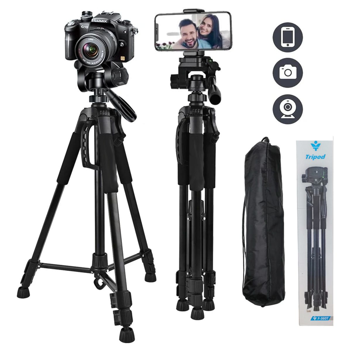 GENERICO - Tripode para Celular Camara Proyector Aluminio 166 cm Soporte 360°