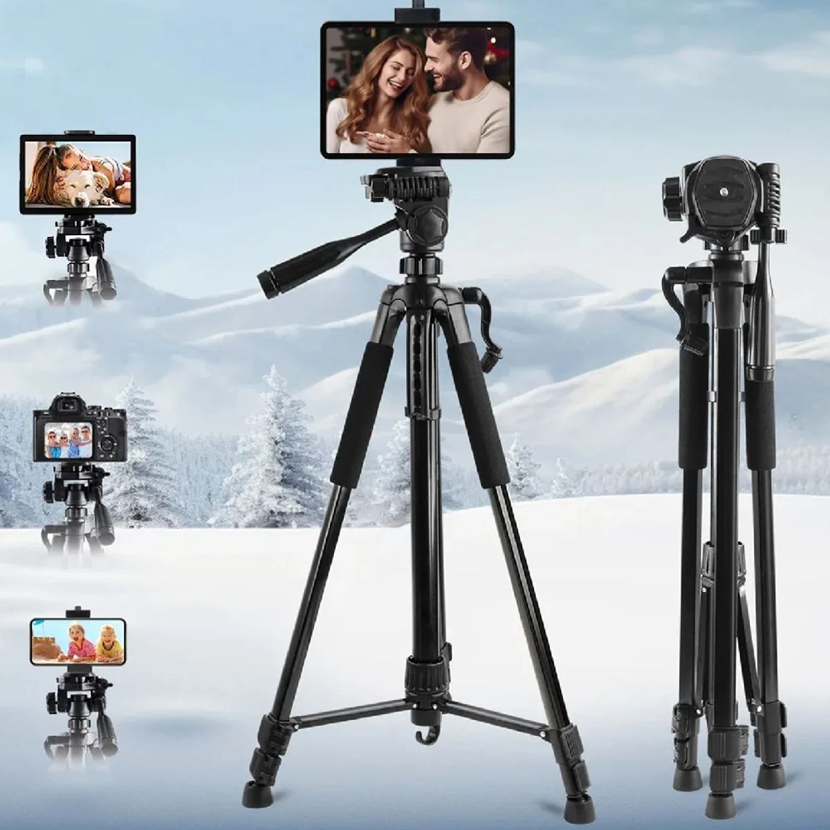 GENERICO - Tripode para Celular Camara Proyector Aluminio 166 cm Soporte 360°