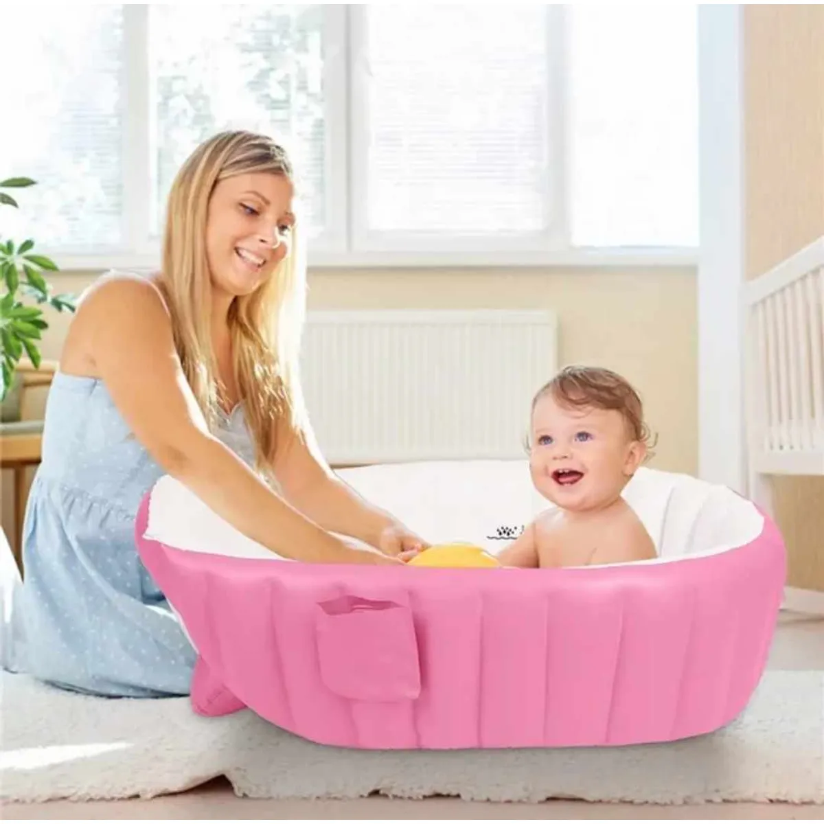 GENERICO - Bañera Bebe Baño Tina Inflable Antideslizantes y Inflador