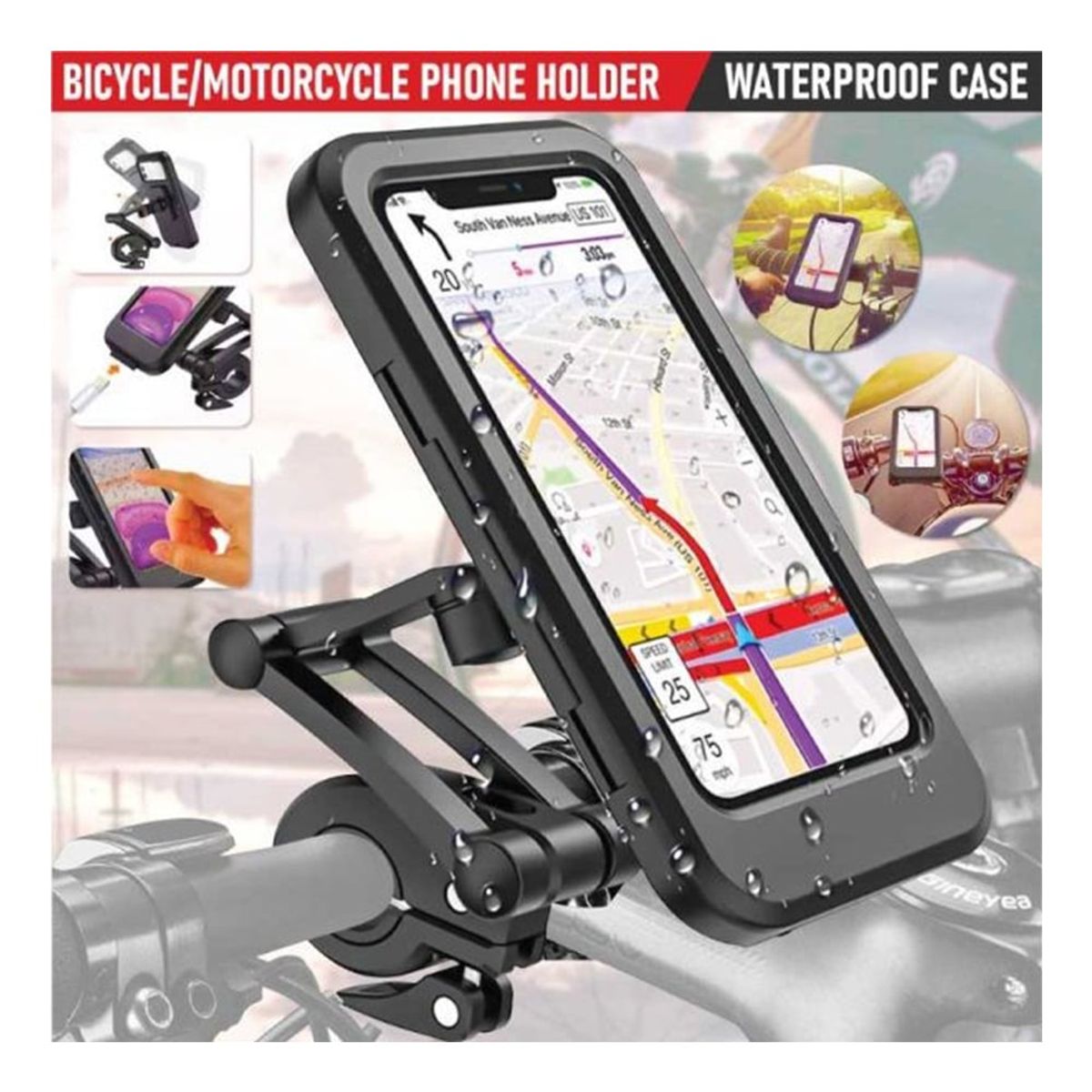 GENERICO - Funda Impermeable Para Soporte De Celular 360° De Moto y Bicicleta