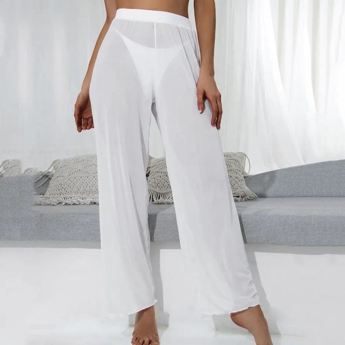 GENERICO - Salida de Playa Pantalon XXL Blanco con fucsia