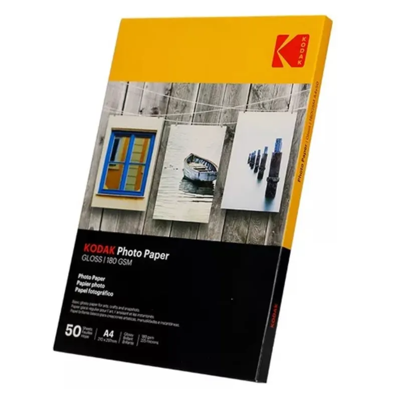 KODAK - Papel Fotográfico Brillante Kodak Gloss 180gr A4 x 50Hojas