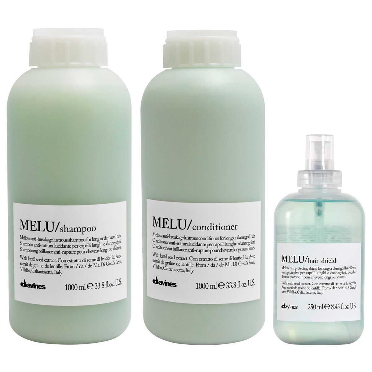 DAVINES - Shampoo Anti-rotura 1000ml + Acondicionador+ Spray Shield Davines Melu