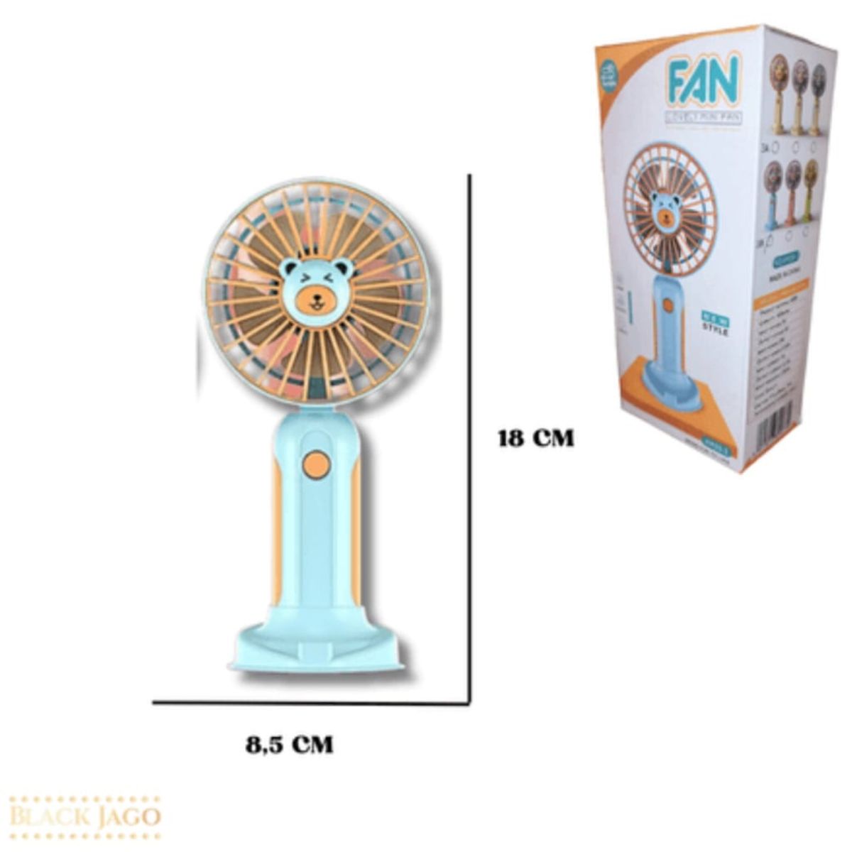 OEM - VENTILADOR PORTATIL 2 EN 1  RECARGABLE KWAII       CELESTE