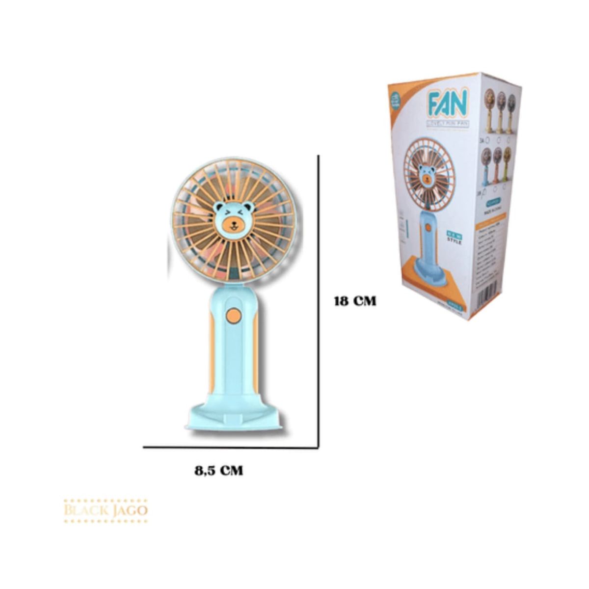 OEM - VENTILADOR PORTATIL 2 EN 1  RECARGABLE KWAII       CELESTE