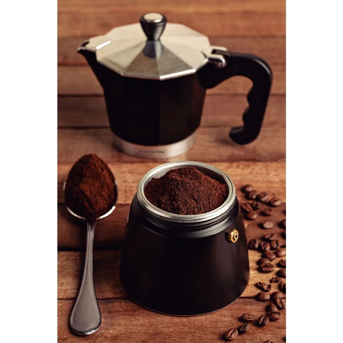 TRAMONTINA - Cafetera Expresso Italiana Tramontina en Aluminio Negro