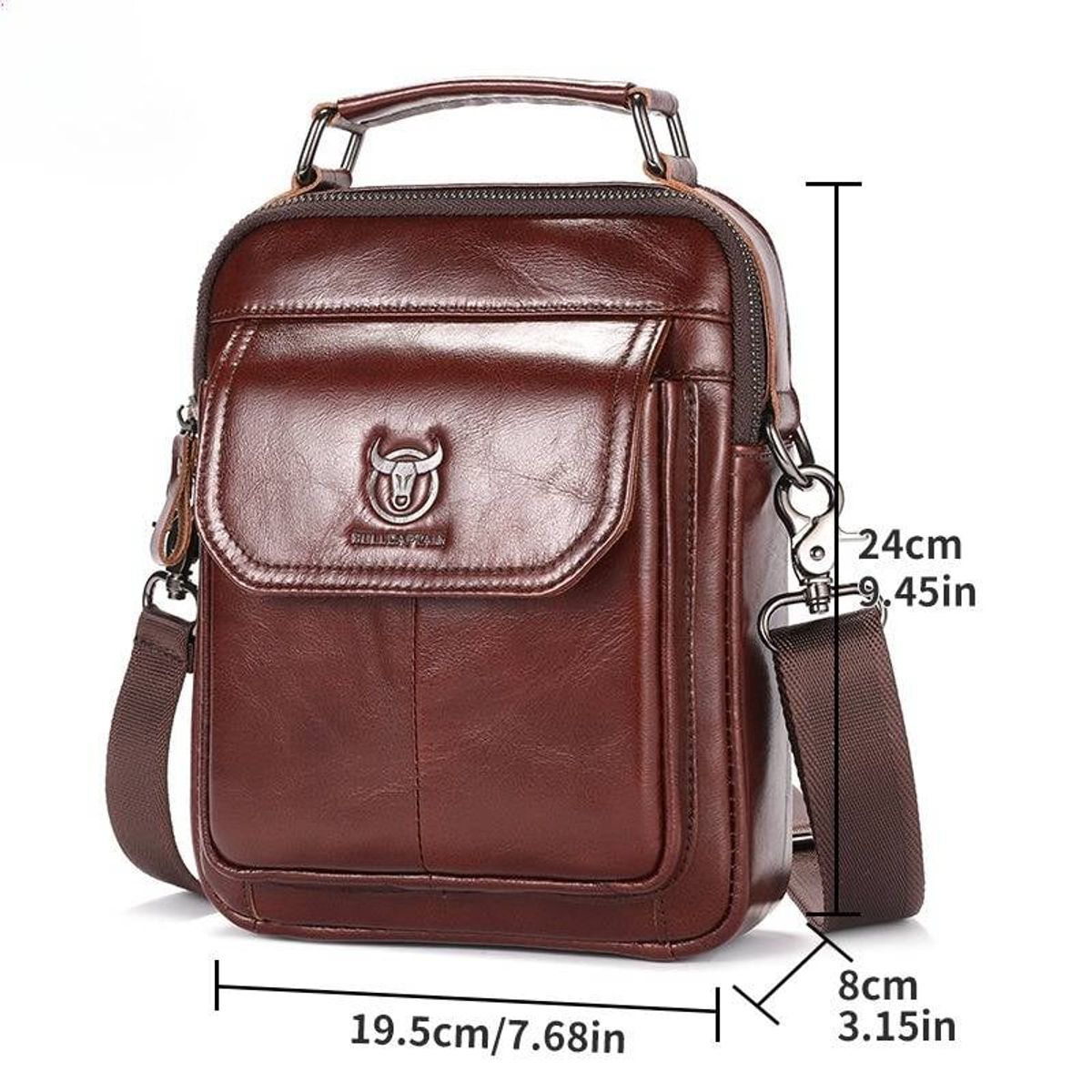 BULLCAPTAIN - BullCaptain - Morral de Cuero DJB-049-CF - Marrón